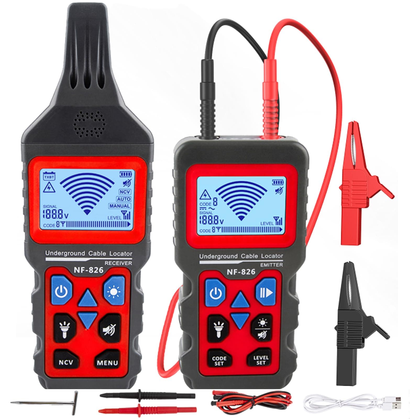 NOYAFA NF-826 Underground Cable Locator Wire Tracker, for Dog Fence Cables Irrigation, Wall and Underground Pipeline Wire Detector, Advanced Circuit Breaker Finder for Wall and Underground Cables