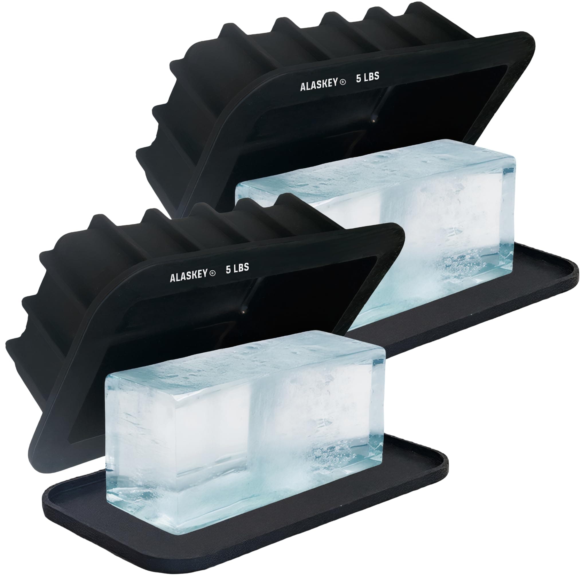 Alaskey® Extra Large Ice Block Mold 5 lbs With Lid (2-Pack) | Create Perfect Ice Bricks | Professional Silicone Mold for Crafting Giant Ice Cubes, Ideal for Ice Baths, Coolers, Bartender Accessories