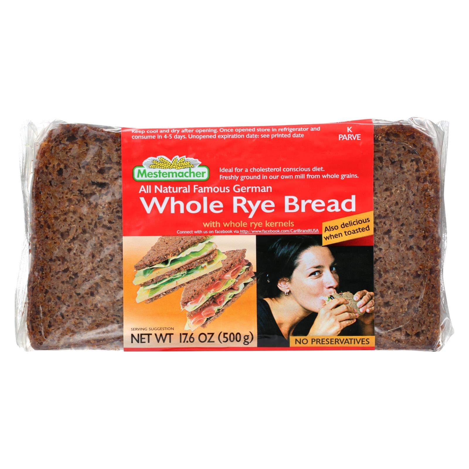 Mestemacher Bread Bread - Rye - Whole - 17.6 oz - case of 12