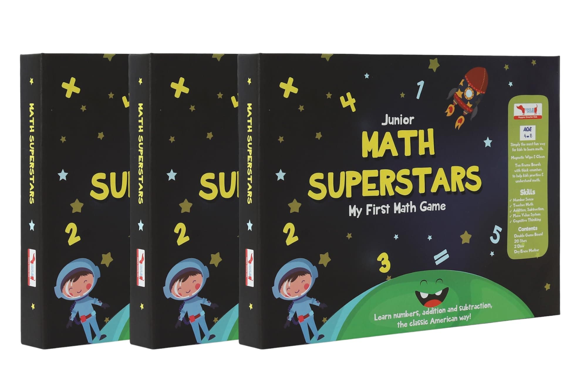 CocoMoco Kids Math Superstars My First Math Game For Kids, Set Of 3 Maths Toys For 3-8 Year Olds, Return Gifts For Kids Birthday Party,Red