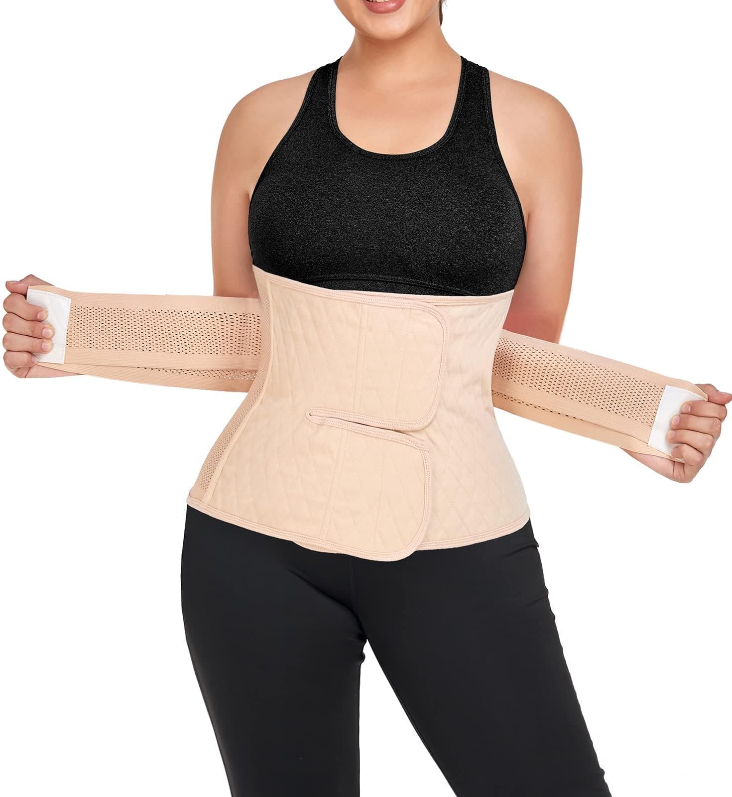 HELEE Postpartum Belly Band Abdominal Binder Post Surgery C-section Belly Binder Wrap Girdle Recovery Belt Back Support Corset Shapewear Wrap Postpartum Girdle (L)