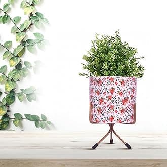 CINAGRO Metal Flower Vase Planter Pot with Iron Stand, Pots for Plants, Plant Pots for Home Decoration, Succulent Pot, Indoor Planter Garden Decor Style: Rosewood Radiance