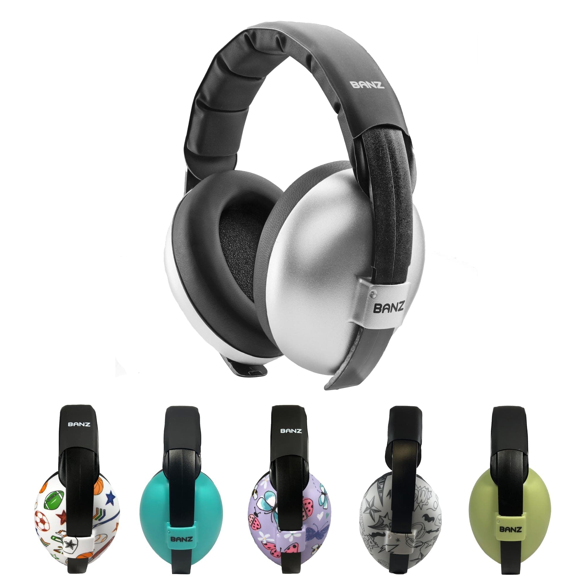 BanzBaby Hearing Protection Earmuffs,Silver