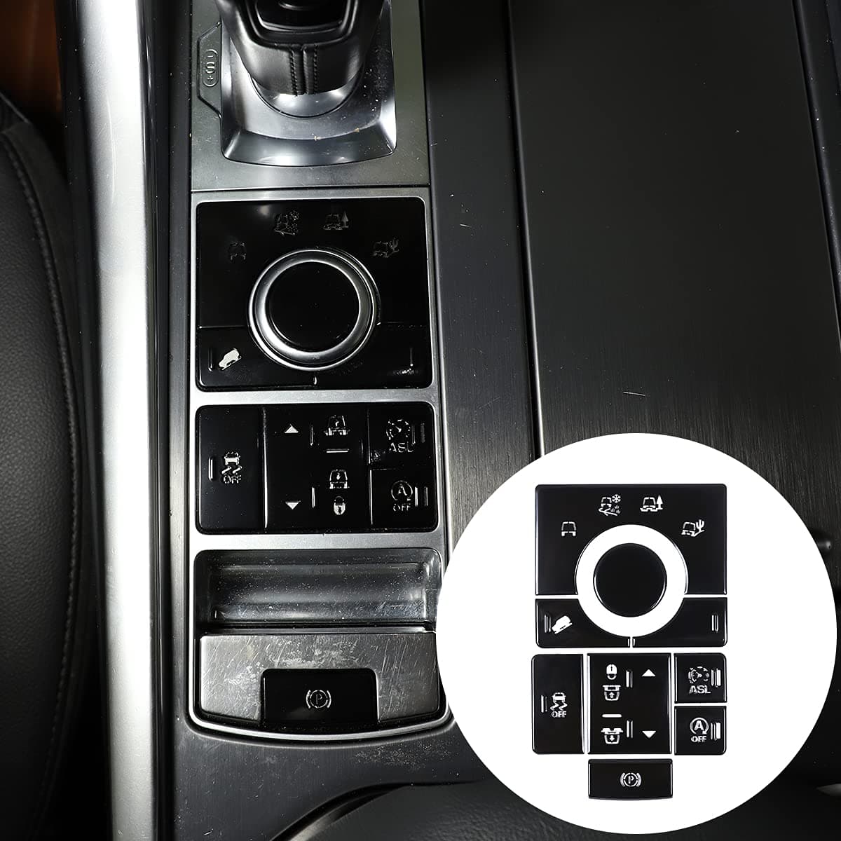 Aluminum Alloy Modified Center Console Multimedia Control Button Knob Trims Cover Stickers for Land Rang Range Rover Sport 2014-2016 (Black)