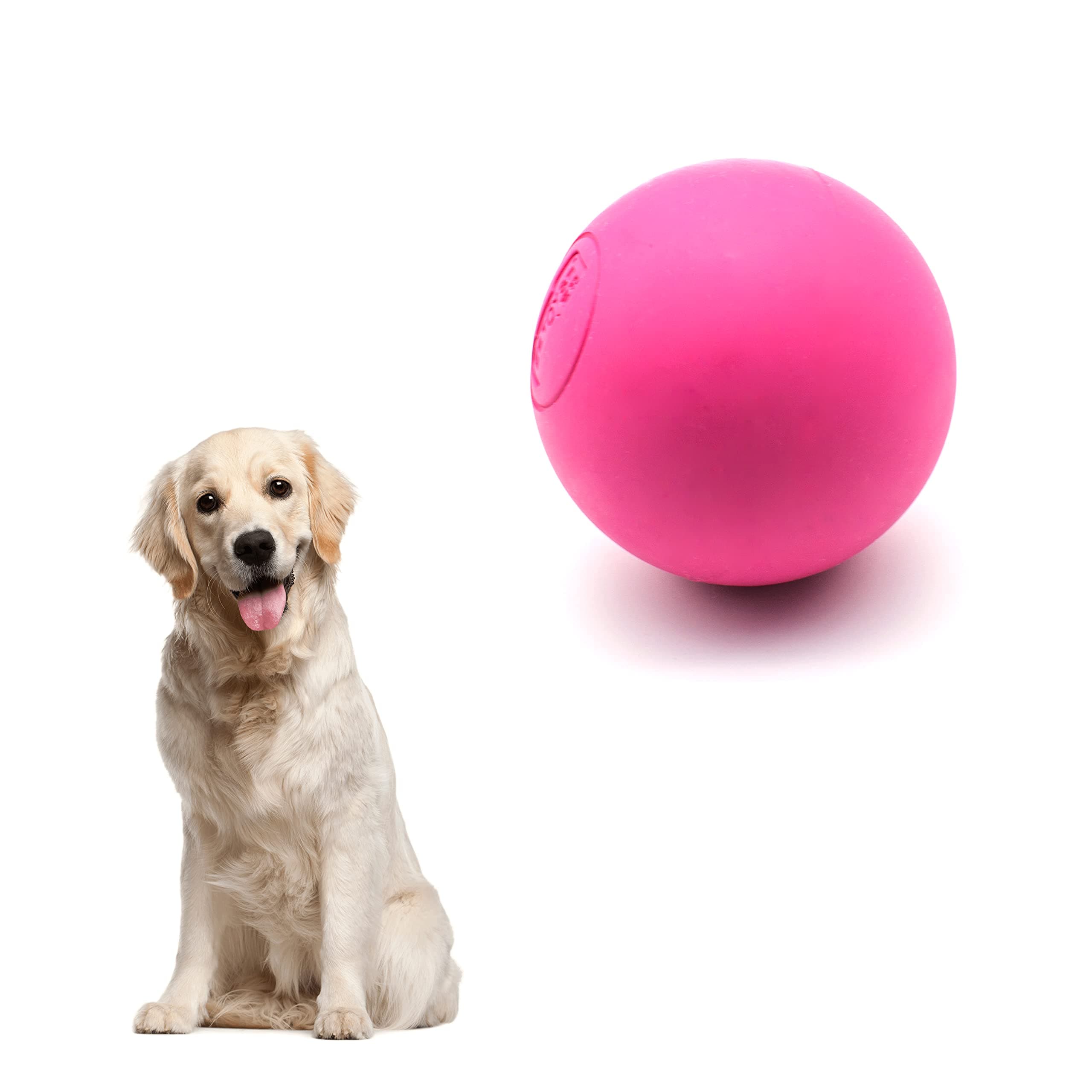 Solid Rubber Ball for Aggressive Chewers - Dog Ball 2.36 Inch Durable Chew Toy for Outdoor Agility Fetch Training (1 Pack, Pink)