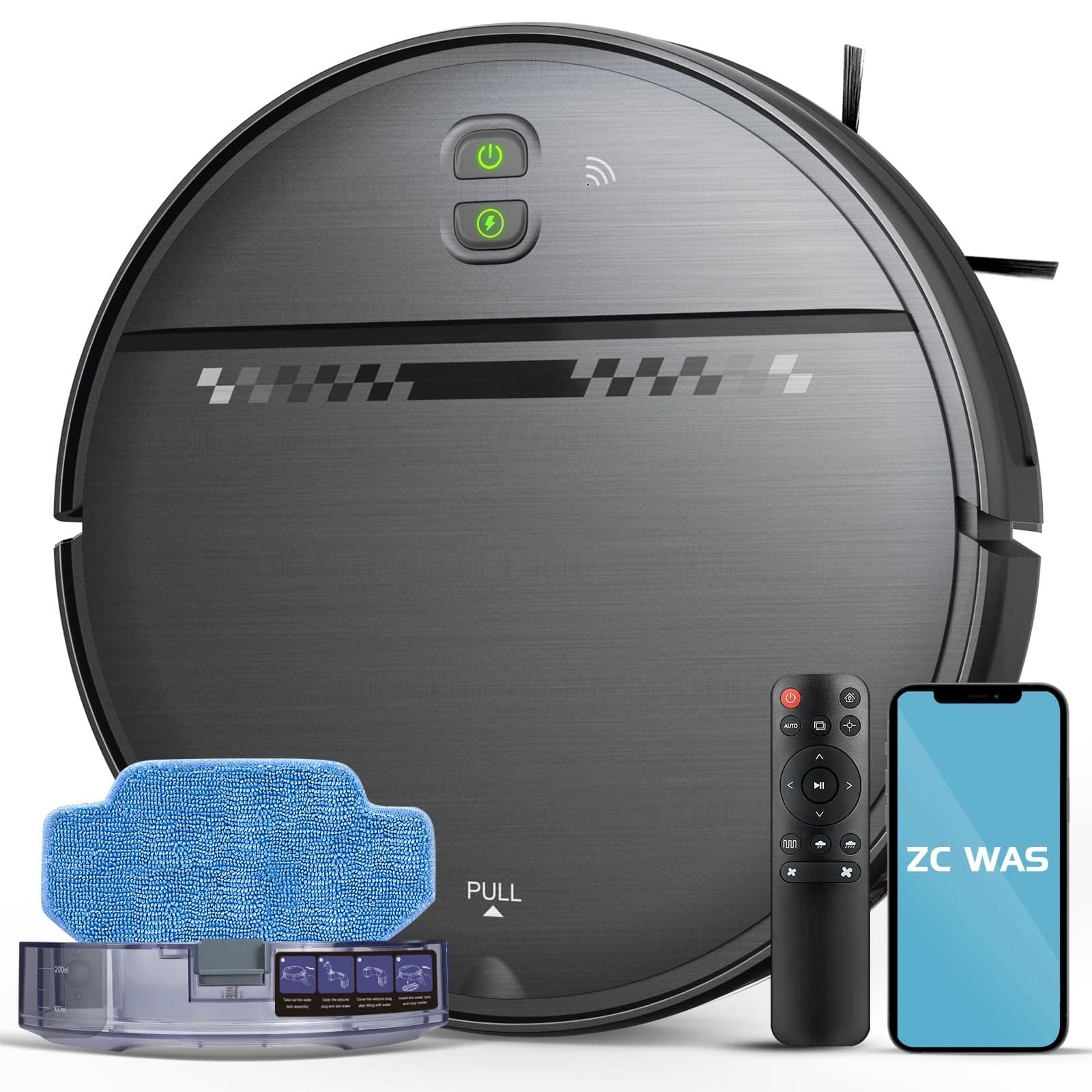 Robot Vacuum and Mop Combo, 2-in-1 Robot Vacuum Cleaner, Perfect for Pet Hair, Hard Floor and Carpet, Anti-Bump, Anti-Fall, App, Voice and Remote Control