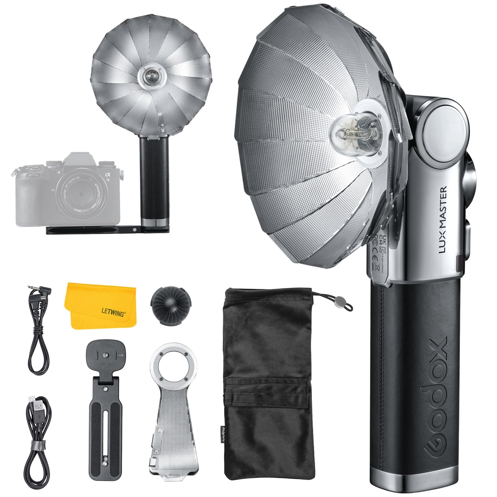 GODOX Lux Master Retro Camera Flash, 2.4G HSS TTL Vintage Flash, Touchscreen Control, S1/S2 Optical Control, Built-in Battery, Type-C Charging, Compatible for Canon Nikon Sony Olympus Fuji Camera