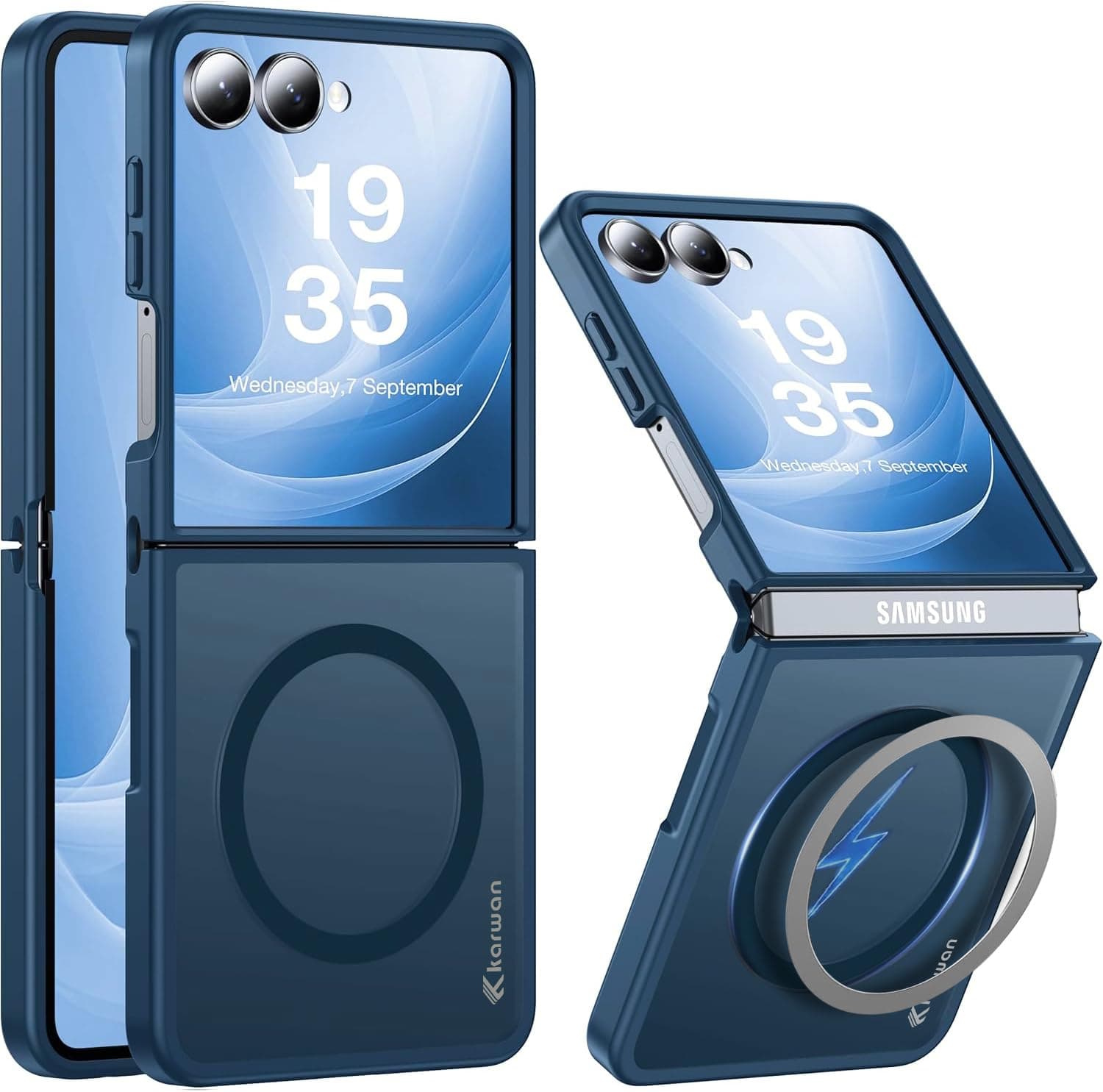 KARWAN Shockproof Transparent Back Case Cover Compatible with Samsung Galaxy Z Flip 7,Heavy Duty Case with 360 Degree Protection,Heavy Duty Cover with N52 Magnetic MagEase Mag-Safe Wireless Charging