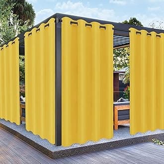 PureFit Outdoor Curtains for Patio Waterproof Weatherproof, UV Resistant Outside Curtains for Gazebo, Front Porch, Pergola, Sun Blocking Privacy Curtain, 52W x 108L inch, 1 Panel, Yellow