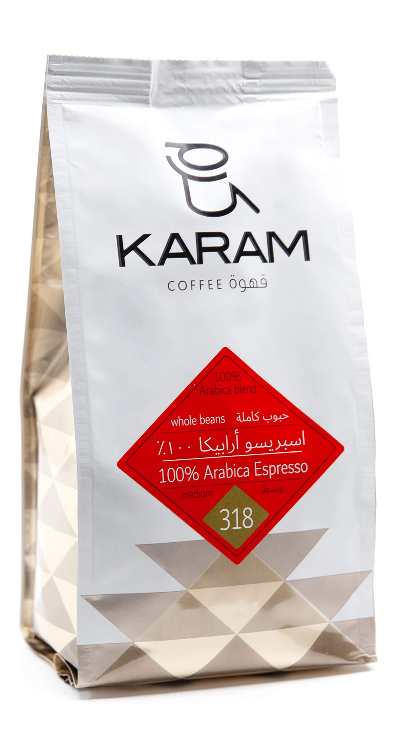 KARAM COFFEE قهوة 100% Arabica Espresso Medium Whole Beans 250gms