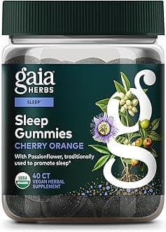 Sleep Gummies - Sleep Support*- Ashwagandha, Reishi Mushroom & Passionflower - USDA Certified Organic, Non-GMO Project Verified, Gluten Free - Cherry Orange - 40 Vegan Gummies (20 Servings)