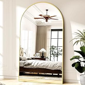 46"x76" Arched Full-Length Mirror, Oversized Floor Mirror with Stand, Freestanding or Wall-Mounted Full Body Mirror for Living Room, Bedroom, or Cloakroom, Gold