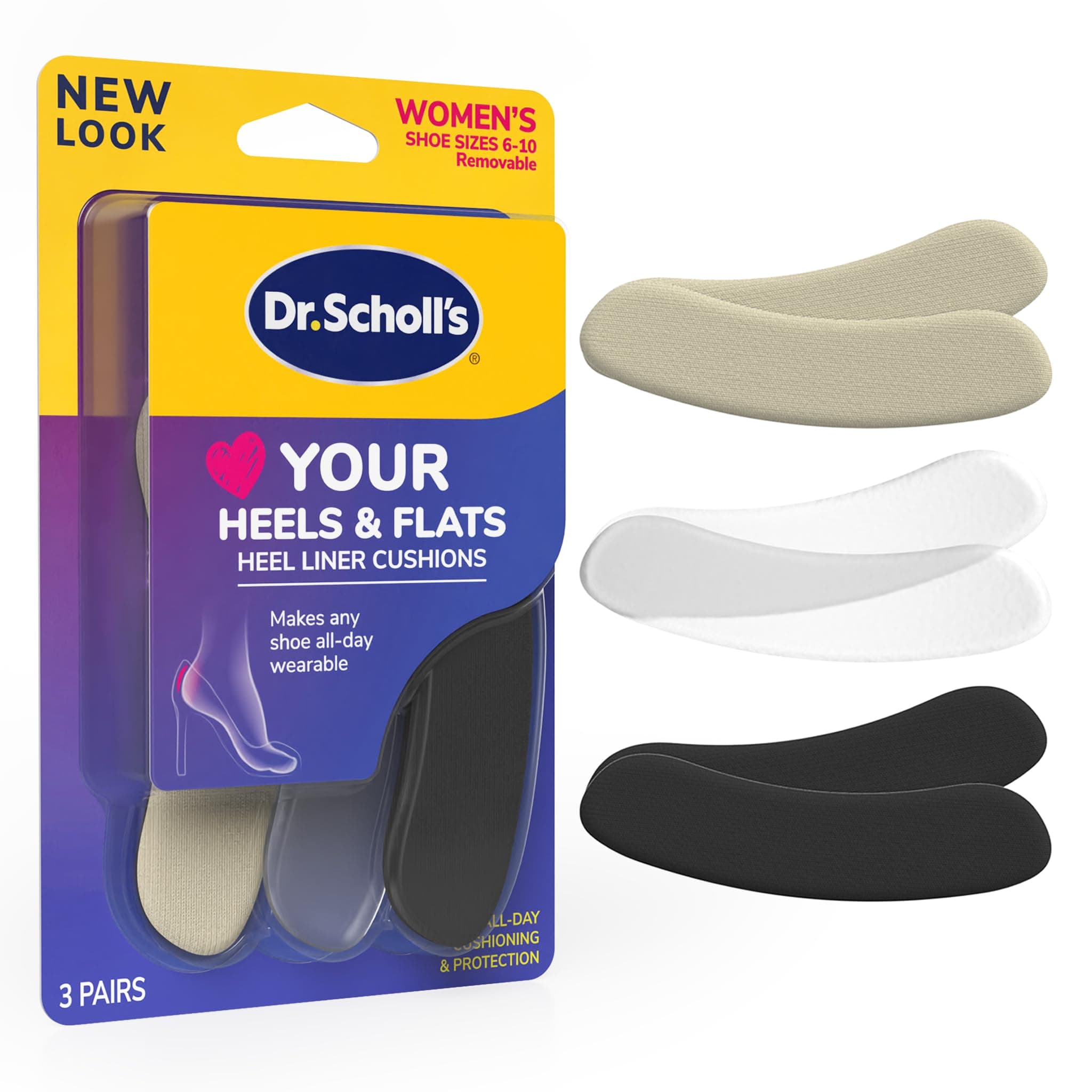 Foam Heel Liners Inserts Helps Prevent Uncomfortable Shoe Rubbing at The Heel and Helps Prevent Slipping for Shoes That are Too Big, 3 Pair