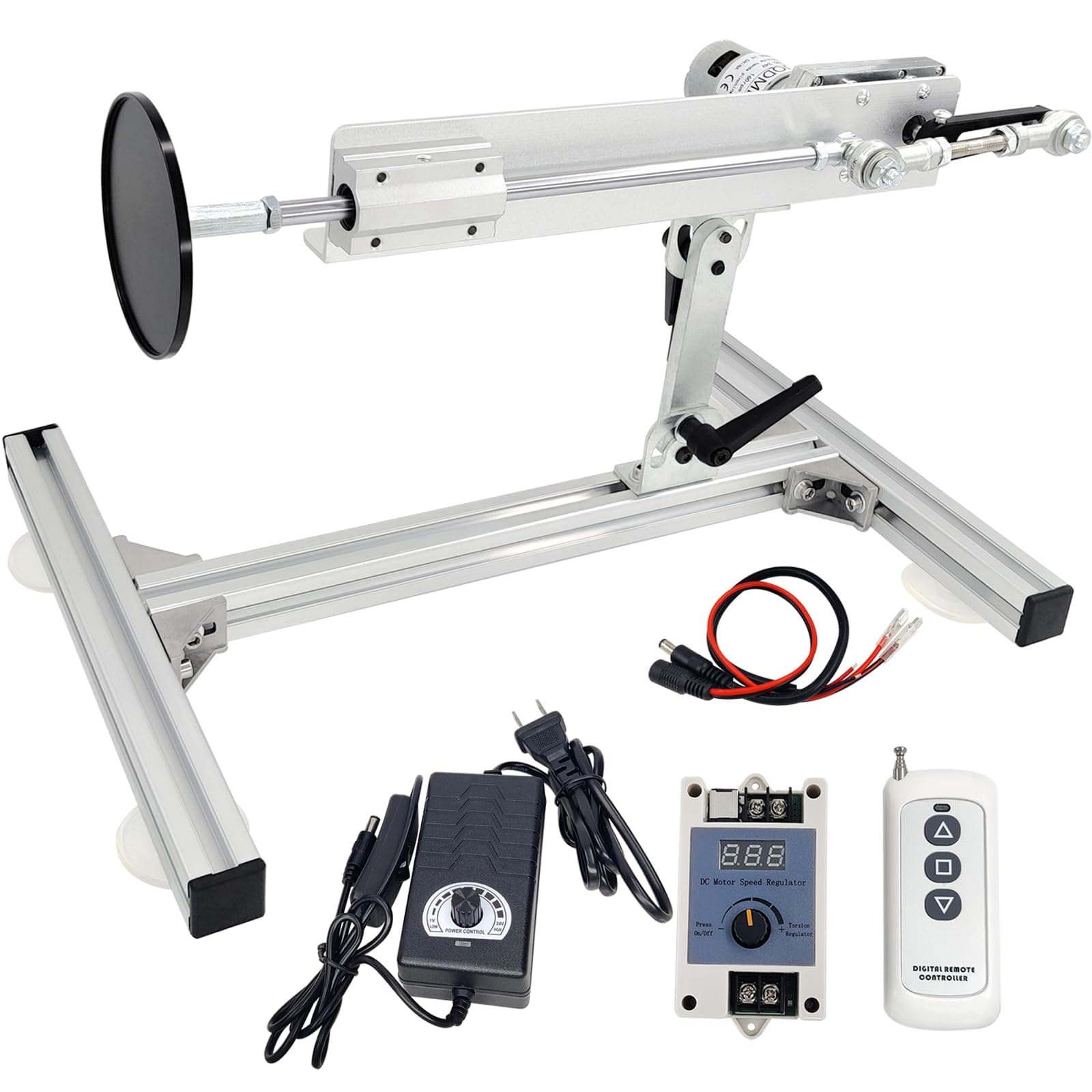 DIY Reciprocating Linear Motor DC 24V Long Stroke 1.18"-6" Adjustable Telescopic Motor 160rpm Variable Speed Pushing Force 30 lbs Max, with Stand Remote Controller Suction Cup (24V150mm160rpm)