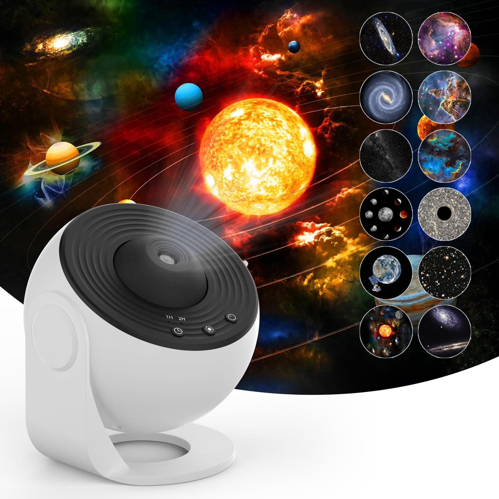 BIGTHREE Planetarium Galaxy Projector, Star Projector for Bedroom, 4K Replaceable 12 HD Galaxy Discs, 360° Rotating Nebula Projectors Lamp, Projector for Kids, Home Theater, Ceiling, Room Decoration