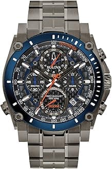 Men's Precisionist Gray Ion-Plated Stainless Steel 8-Hand Chronograph with Blue and Orange Accents Style: 98B343