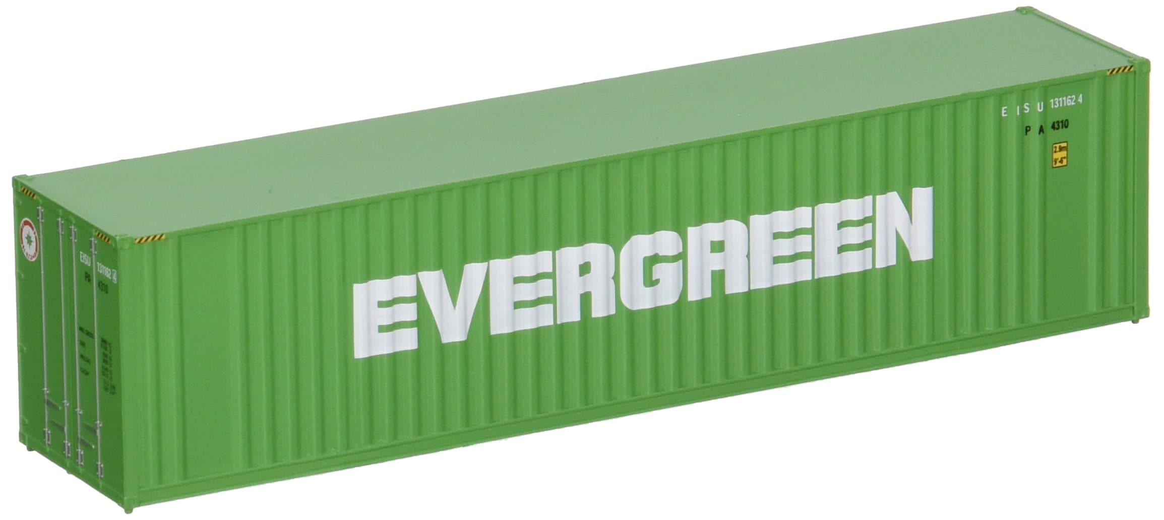 40' Hi-Cube Corrugated Container w/Flat Roof-Evergreen (Green, White) 949-8202 HO Scale Model Railroad - Freight Model
