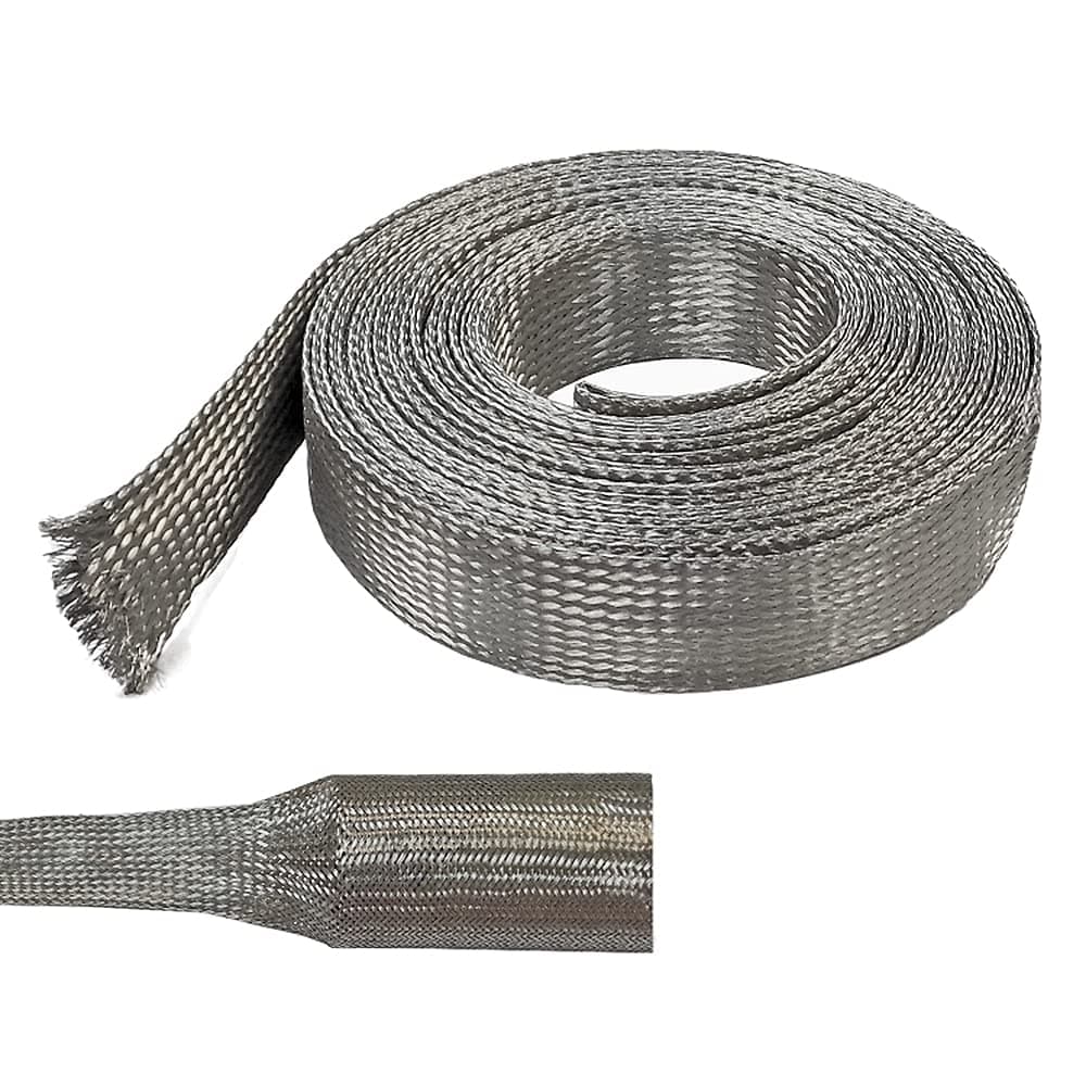 Electriduct 1/8" Tinned Copper Metal Braid Sleeving Flexible EMI RFI Shielding Wire Mesh (0.08" Diameter) - 10 Feet