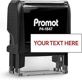 Promot Self Inking 1 Line Custom Stamp - Personalized Name Stamp for Office, Teacher, Address & Business Label Stamp - Choose Font, Ink Color, Pad, Self Inking for Personal & Professional Use - Medium