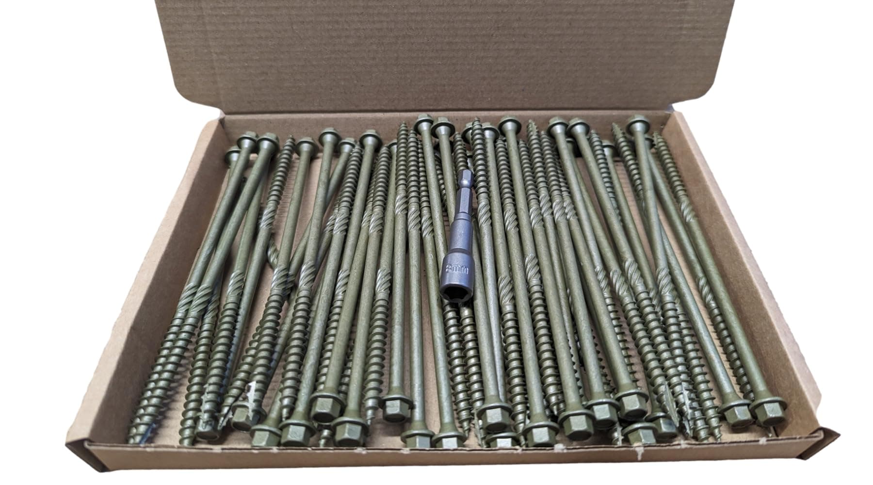 Box 50 - AJFixings Timber Hex Head Exterior Green Decking Frame Fixing Screws (75mm)