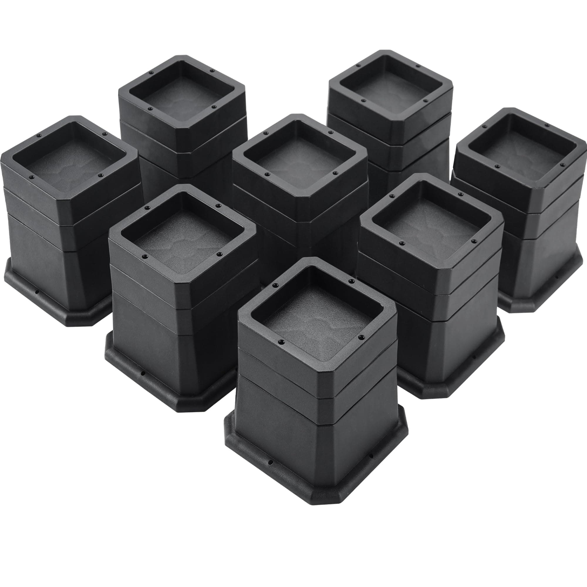 BTSD-home Adjustable Bed Risers 2,3 or 4 Inch Heavy Duty 8 Pack Furniture Risers Dorm Bed Risers Table Desks Legs Blocks Black
