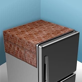 Kuber Industries Fridge Top Cover | Fridge Top Cover with Pockets | Refrigerator Top Cover for Kitchen | Fridge Top Cover with 6 Utility Pockets | New Check Fridge Cover | Brown
