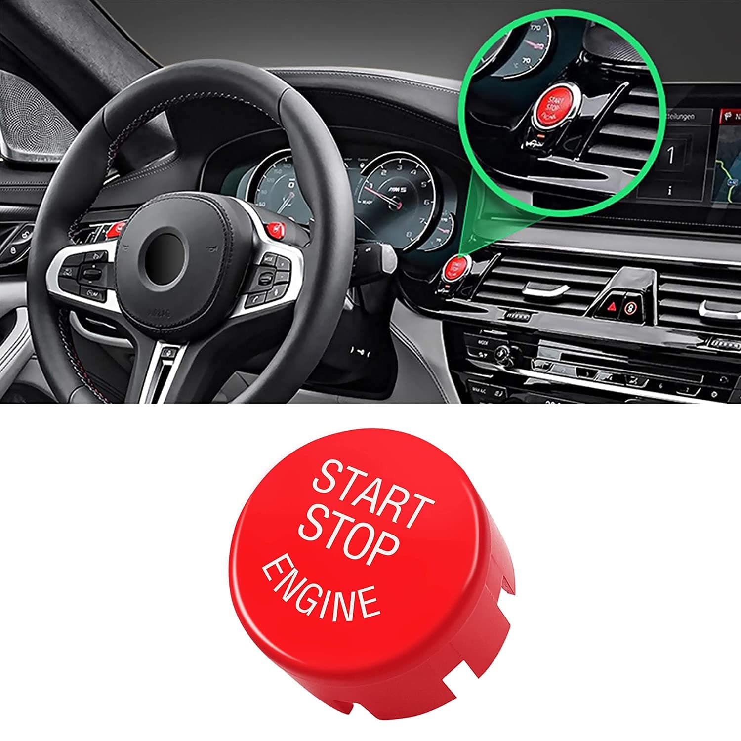 Sports Red Start Stop Engine Switch Button Compatible with BMW,Power Ignition Start Stop Button Replacement(Compatible with BMW 1 2 3 4 5 6 7 X1 X3 X4 X5 X6/F30 F10 F01 F15 G01 G30 G31 G11 G12)