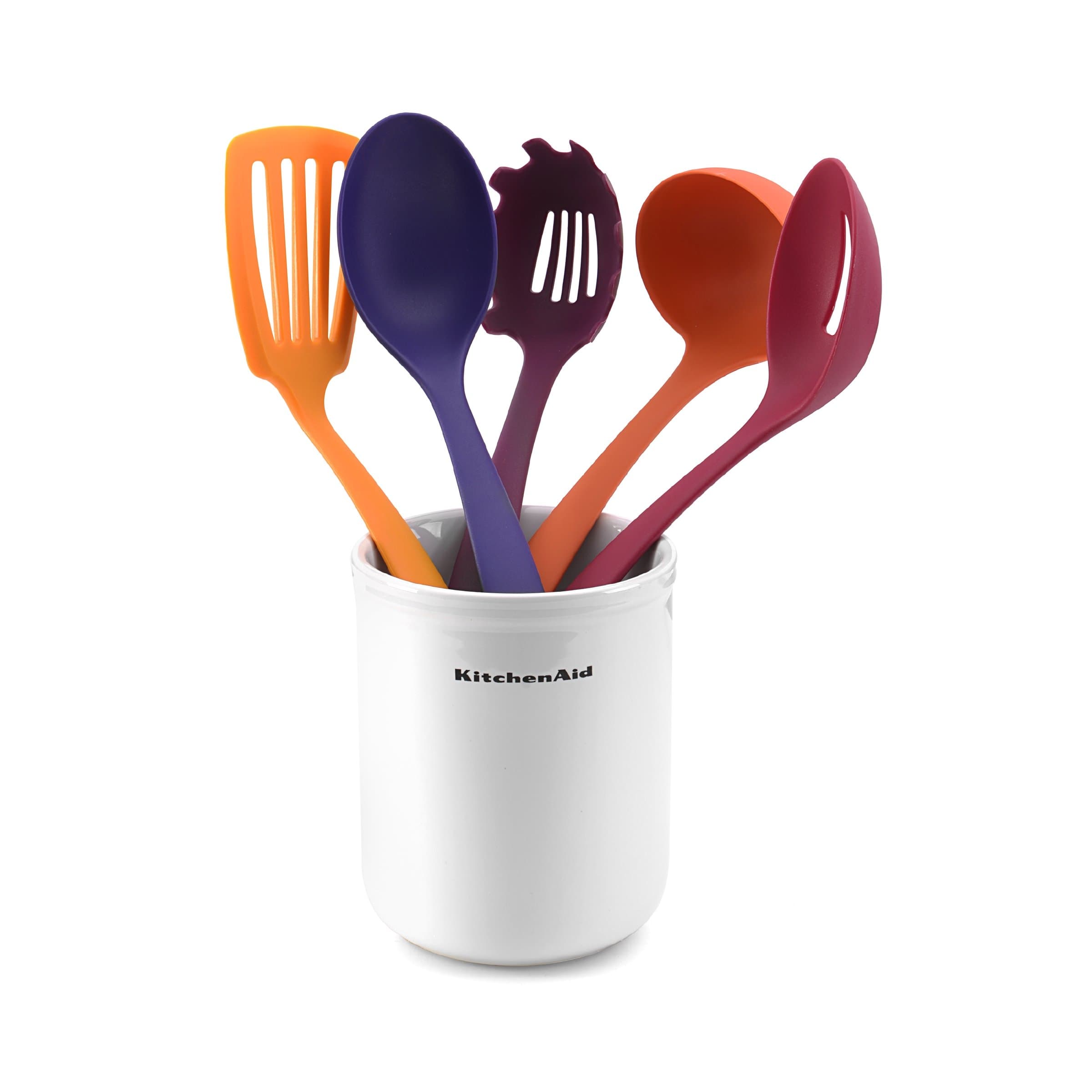 Kitchenaid 5-Piece Kitchen Tool Set with Crock, Flame