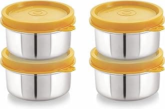 STEELLOCKFlex Stainless Steel Containers Size Deep 150ml x 4 (Yellow)