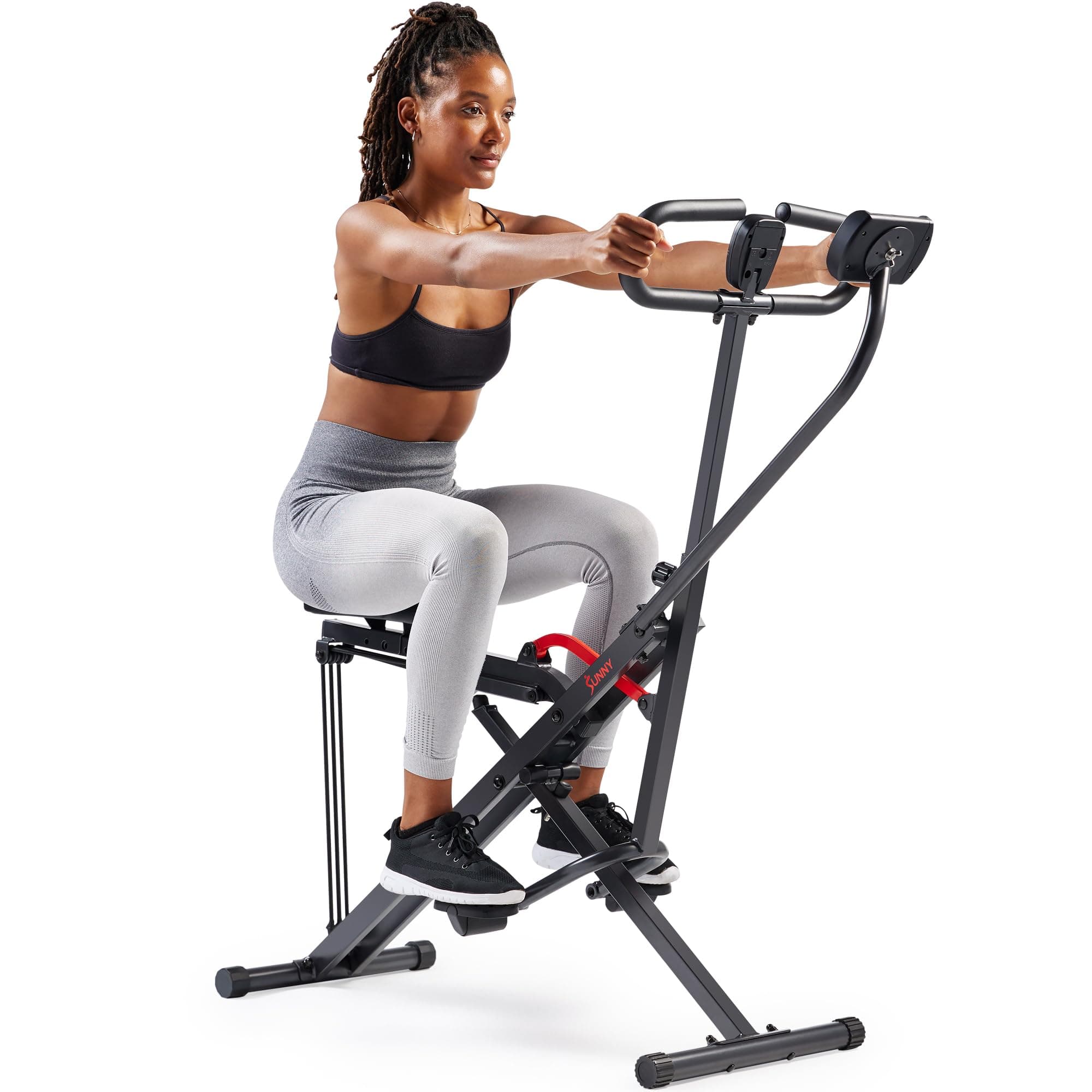 Smart Row-N-Ride Squat Machine – Foldable Upright Trainer, Full-Body Workout for Glutes Quads Core, Adjustable Resistance Bands, Bluetooth & Free SunnyFit App, 150 KG Capacity