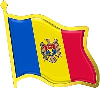 Moldova Flag Lapel Pin - Enamel Metal National Badge | World Travel Souvenir Gifts for Men & Women | Country Flag Patriotic Brooch Bulk Pack of Pins for Hat, Tie, Clothes, Backpack (1pc)