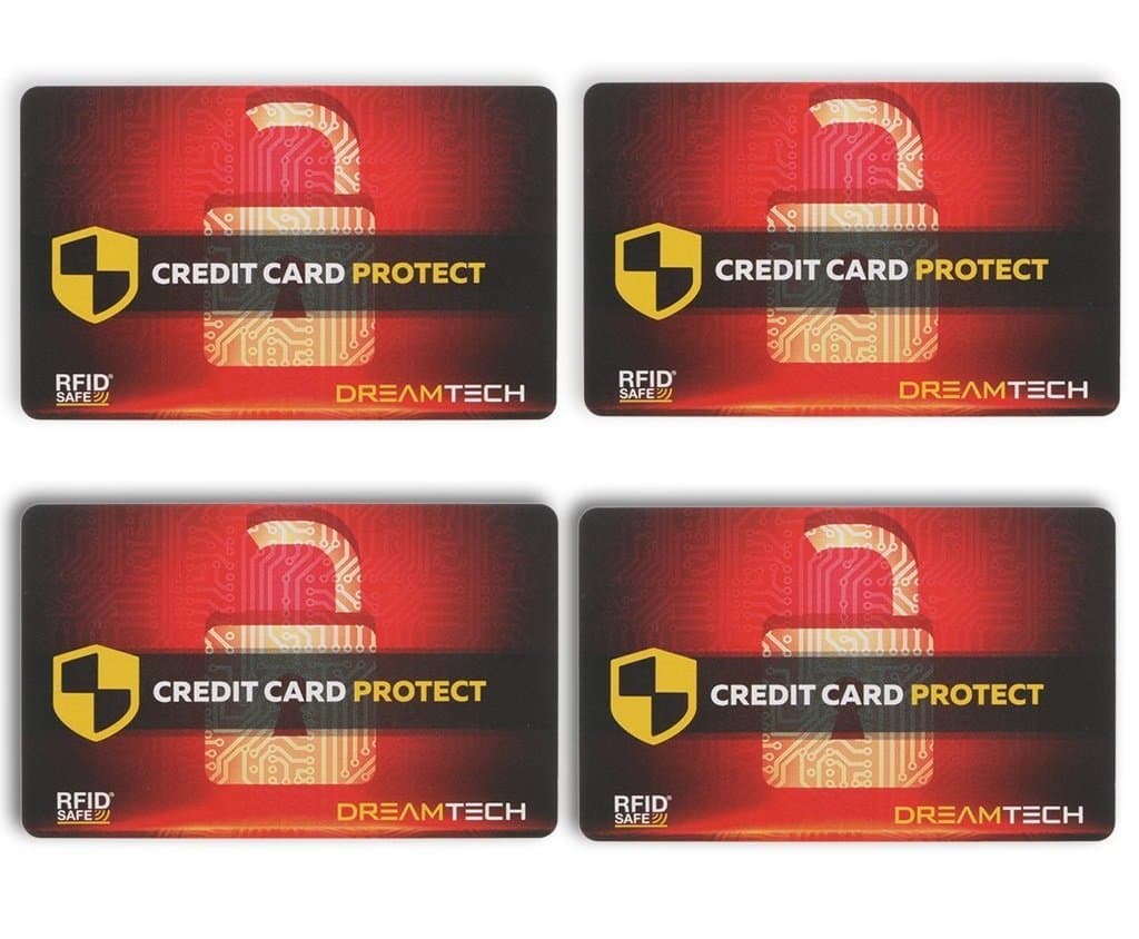 DreamTECH 4 x RFID & NFC Blocking Card - Ultimate Anti-Theft Security for Credit/Debit/ID card. Secure Your Identity and Financial Information with a Unique Slim-Design Card Protector