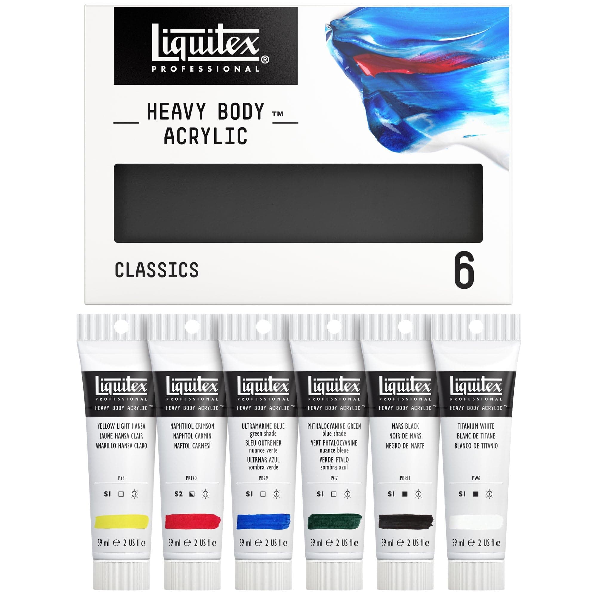 Liquitex Professional Heavy Body Acrylic Paint Set, Classic 6