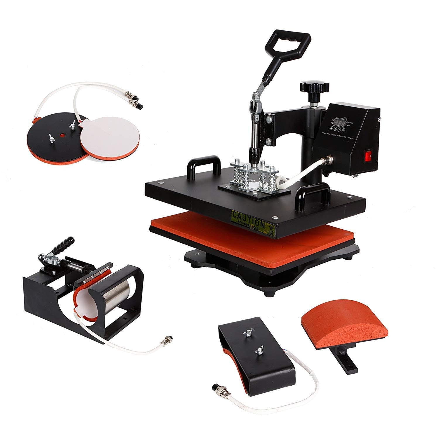 PowerPress 5 in 1 Multifunction Sublimation Heat Press Machine for T-Shirts, Mug,and Cap, 15x12 Inches, Black