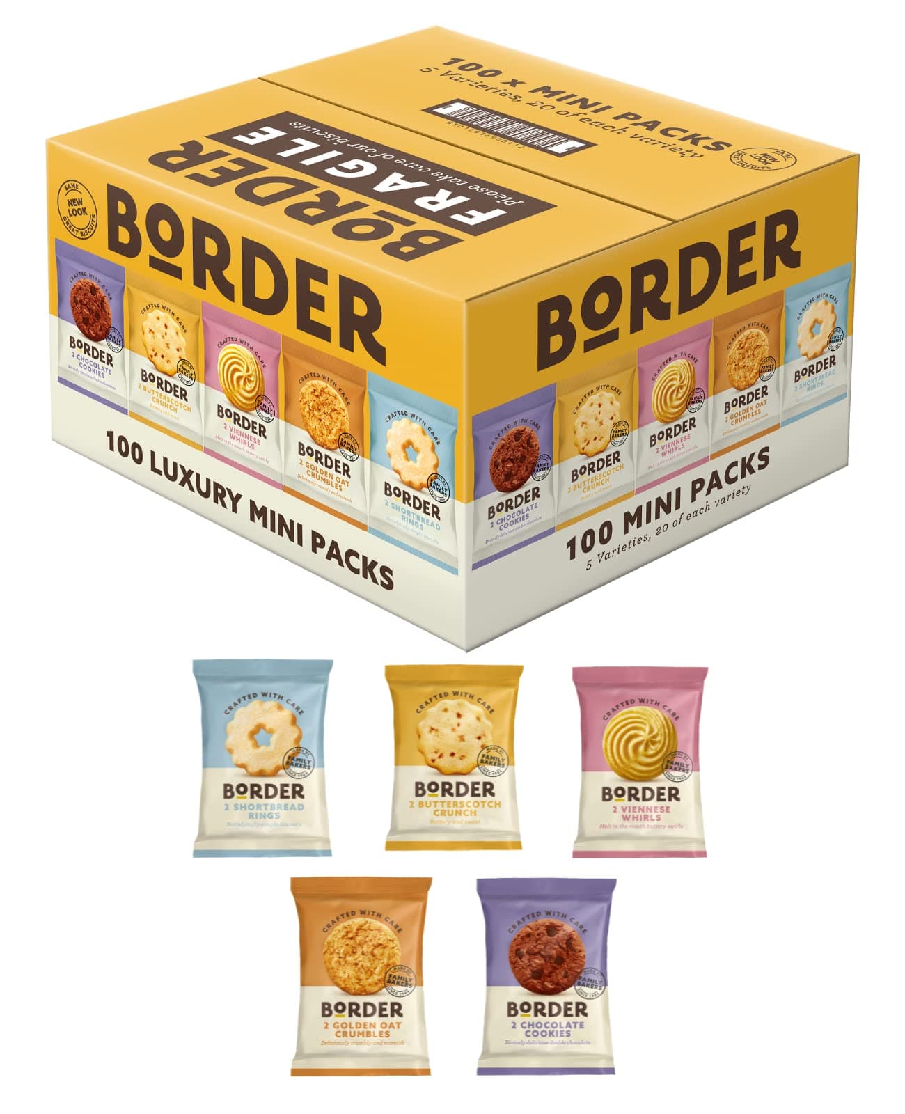 Border Biscuits Handbaked Variety Mini Pack (2-Count) Cookies (Pack of 100)