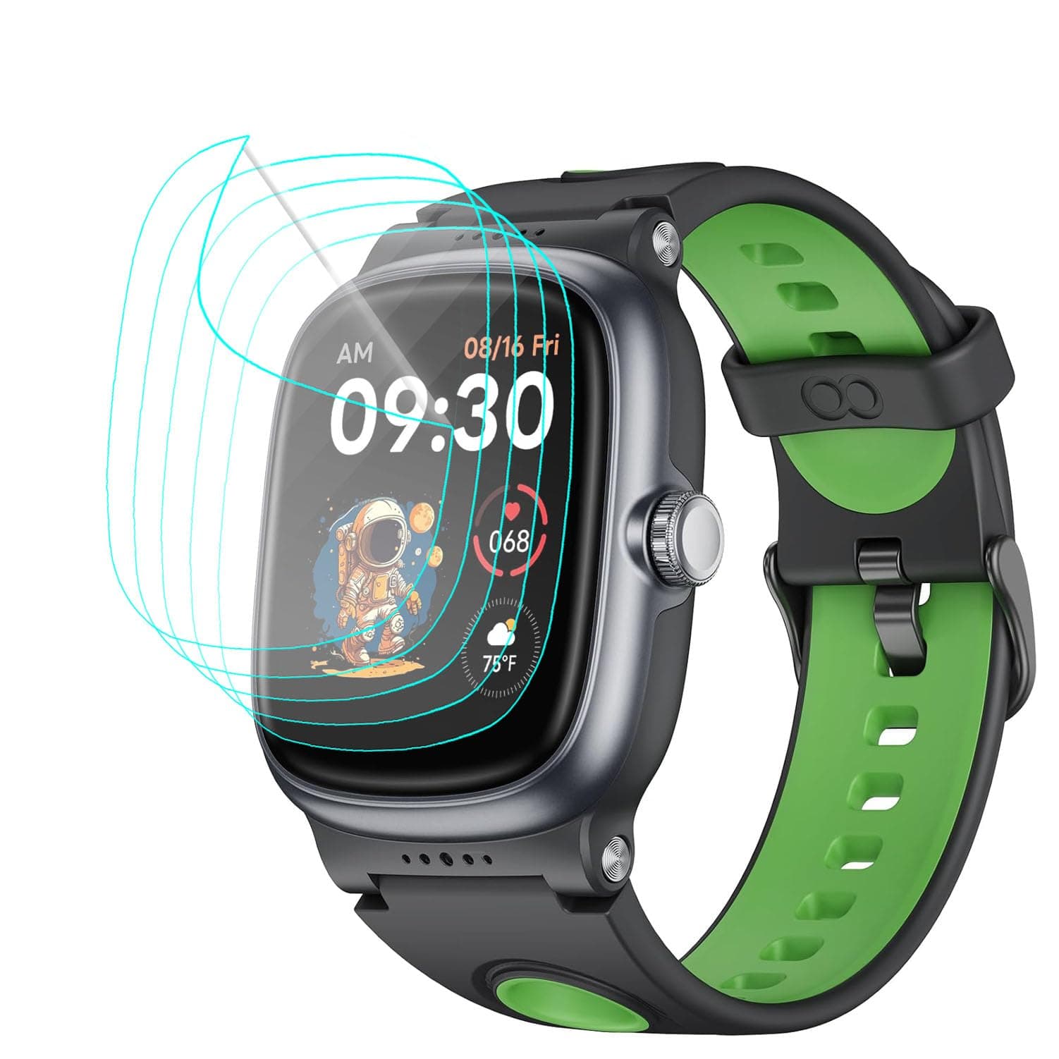 Futanwei [5 Pack Smart Watch K1 Screen Protector 1.5" PET Film [Case Friendly][Anti-Scratch][Bubble Free] for anyloop ALK1 Kids Smartwatch