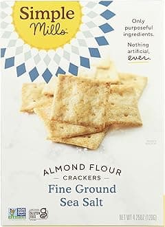 Almond Flour Crackers, Fine Ground Sea Salt - Gluten Free, Vegan, Healthy Snacks, 4.25 Ounce (Pack of 1)