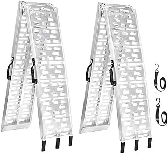 7.5 FT Aluminum Loading Ramps for Pickup Trucks | 1500 lbs Capacity ATV, Motorcycle, Lawn Mower, Dirt Bike, UTV Loading | Foldable, Lightweight with Rubber Handles | 2PC Set