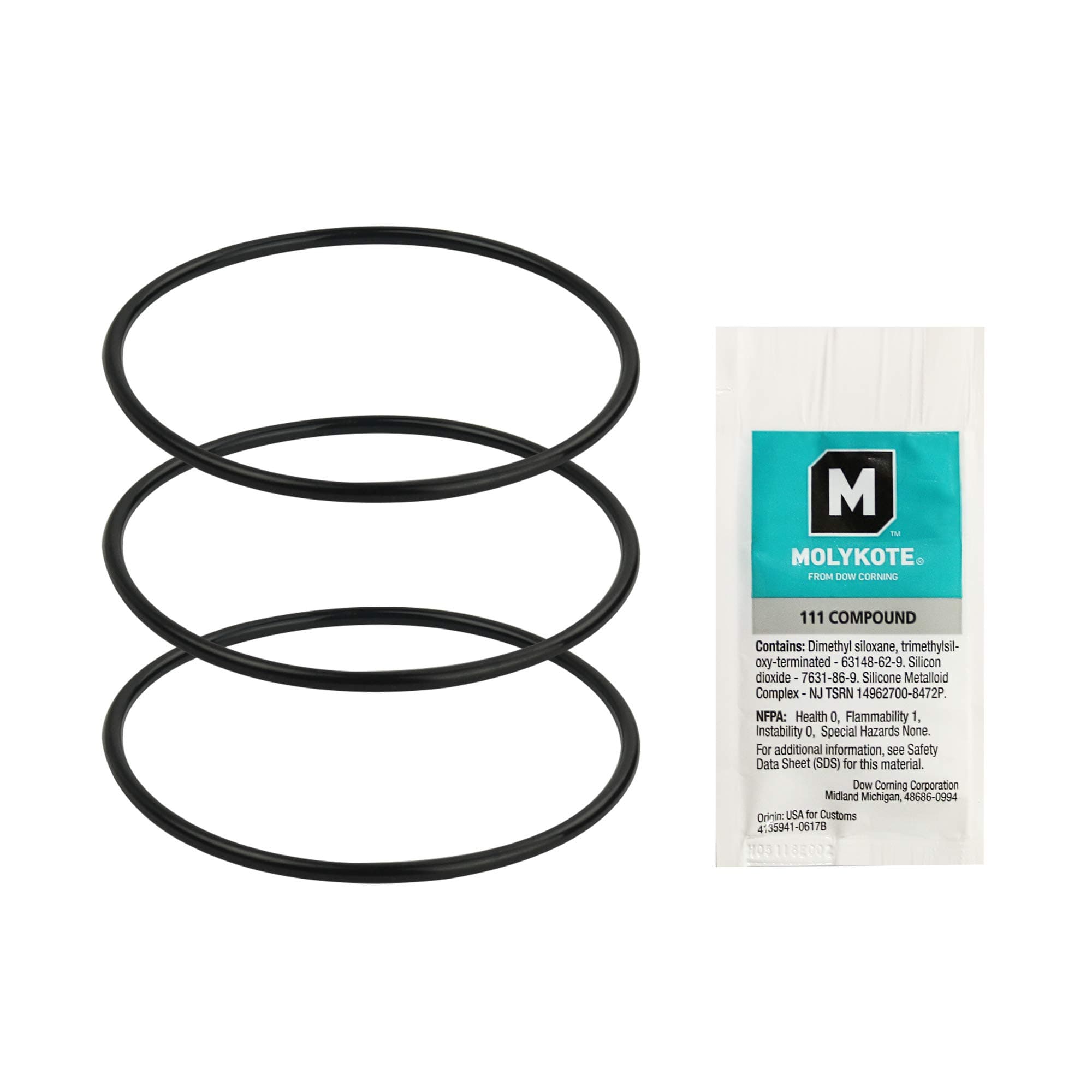 APEC Water Systems Set 3 Pcs 3.5" O.D. Replacement ORing for Reverse Osmosis Water Filter Housings with Lubricant