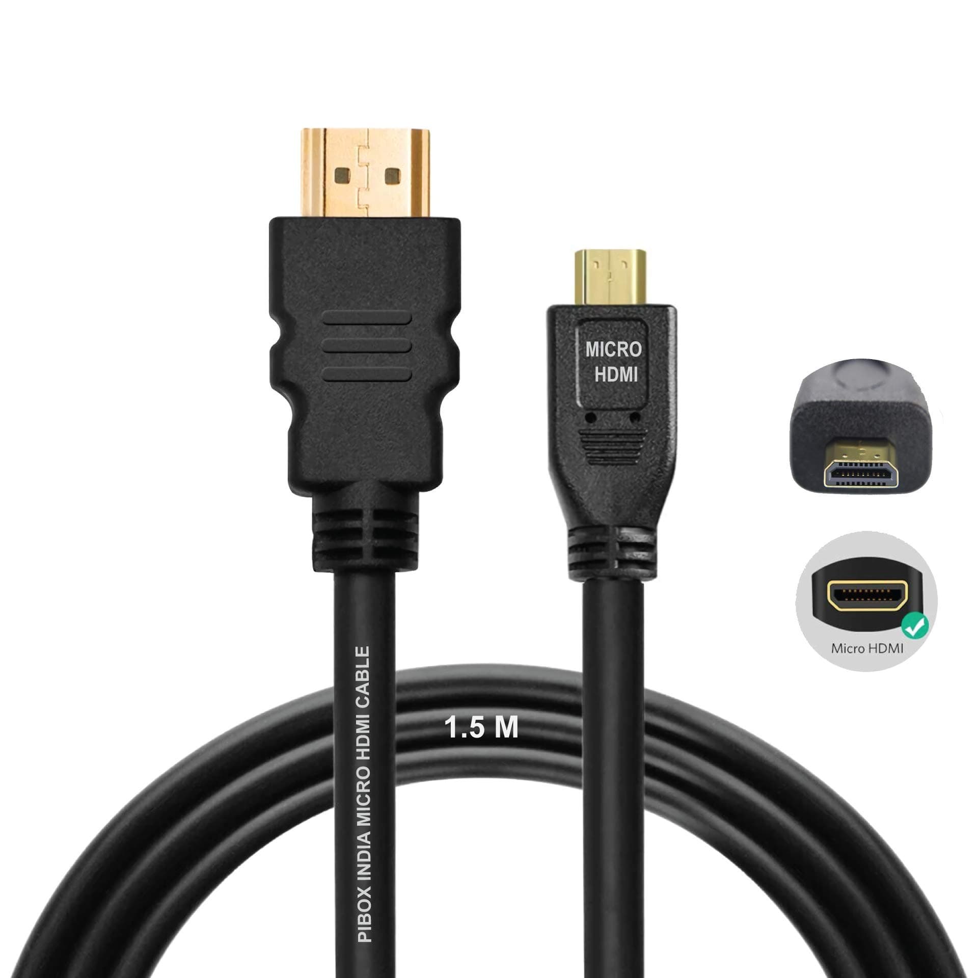 Micro HDMI Cable to HDMI Cable, 4K 60Hz, 1.5 Meter 5 feet, Adapter Ethernet Audio Return for Raspberry Pi 4 pi 5 RPI, GoPro Hero 7, Sony Camera (NOT MINI DP/NOT Micro USB)