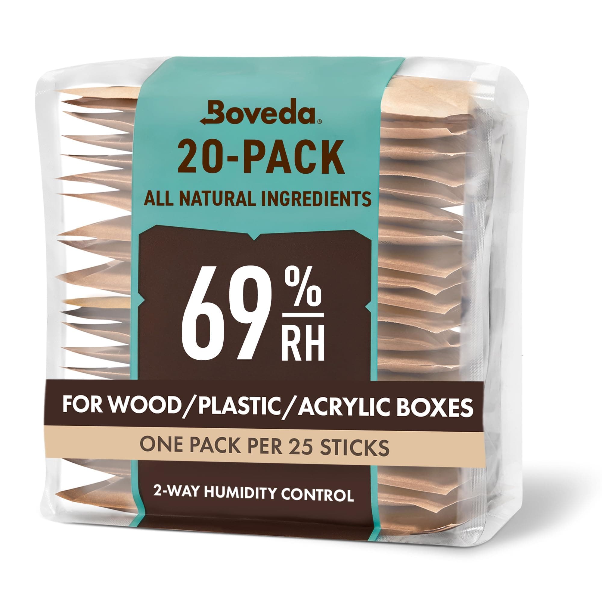 69% Two-Way Humidity Control Packs For Plastic & Wood Humidifier Boxes & Zip Lock Bags – Size 60 – 20 Pack – Moisture Absorbers – Humidifier Packs – Hydration Packets in Resealable Bag
