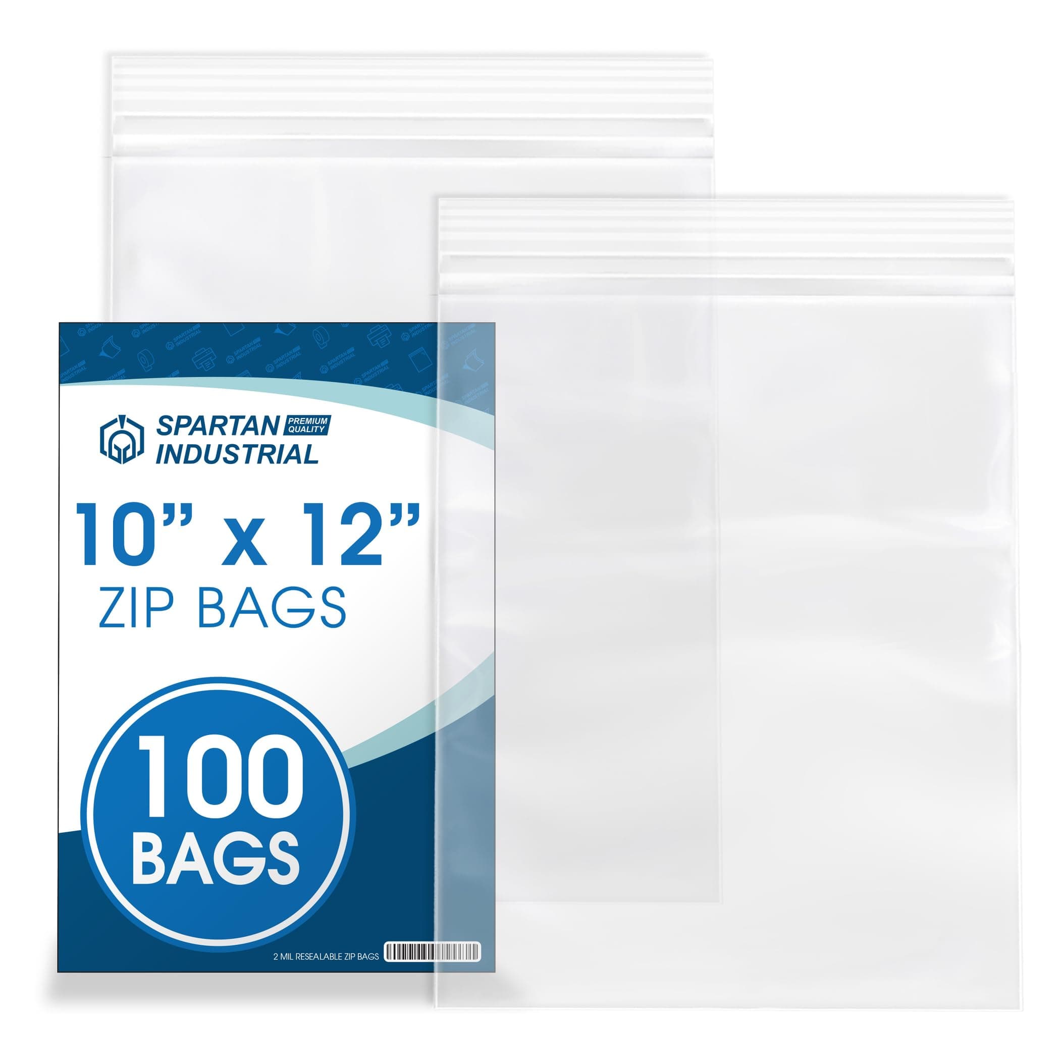 10" X 12" (100 Count) Quart Clear Reclosable Zip Plastic Poly Bags with Resealable Lock Seal Zipper - 2 Mil