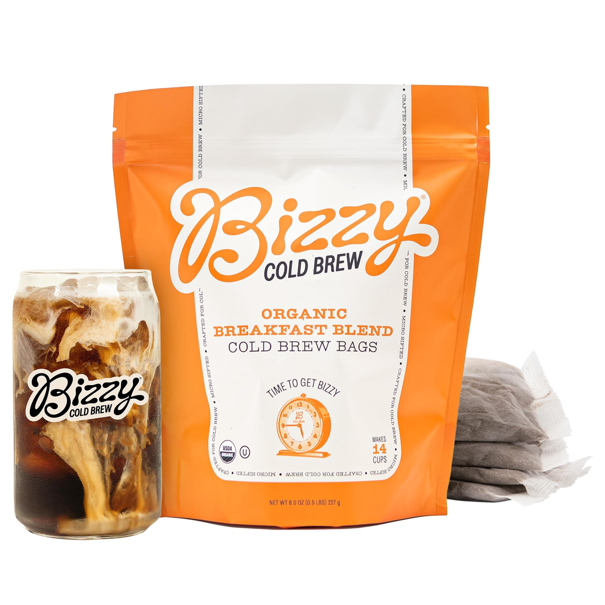 Organic Cold Brew Coffee | Breakfast Blend | Coarse Ground Coffee | Medium-Light Roast | Micro Sifted | Specialty Grade | 100% Arabica | Brew Bags | 4 Count | Makes 14 Cups