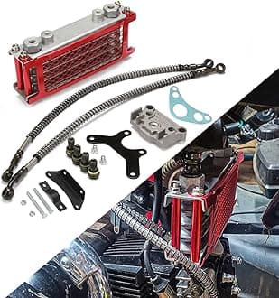 Motorcycle Oil Cooler Cooling Radiator Engine Kit Universal for CRF XR KLX 50 70 90 110 125 140cc SSR Taotao Coolster Kayo Apollo Dirt Pit Bike ATV Red