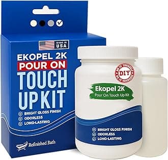 Ekopel 2K Touch Up Bathtub Refinishing Kit - Apply With Foam Brush/Roller (Not Included) Odorless DIY Sink / Tub Repair Kit - Bright Gloss Tub Coating (White) (300 Gram)