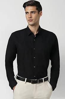 Men's Premium Solid Herringbone Regular Fit Full Sleeve Formal Shirt | Wonder Fabric | Cotton Rich