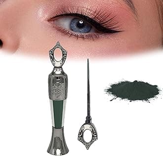 Powder Eyeliner, Eye Liner, Handmade 100% Natural Eyeliner Powder, Long Lasting Arabic EyelinerPowder for Natural Makeup, Long-Wearing, Smudge-Proof (Dark Green)