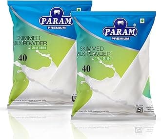Param Skimmed Milk Powder 500g (Pack of 2) | 100% Pure & Natural | High Protein, Low Fat, Sugar-Free | No Preservatives | Instant Mix for Tea, Coffee, Cooking & Baking | Fat-Free Dairy Milk Powder