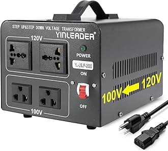 Yinleader 2000W Convert 120V to 100V or 100V to 120V Step Up/Down Voltage Transformer Perfect for Japanese High-Power Devices in US