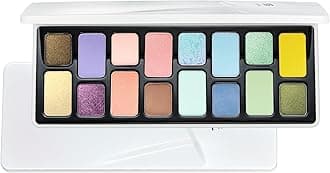 16-Color Eyeshadow Palette- Long-Lasting, Crease-Proof & Blendable | Peach Coral & Mint Green Color Clash | High-Brightness Spring Makeup for Daily Wear, Dates (02 Romcom)